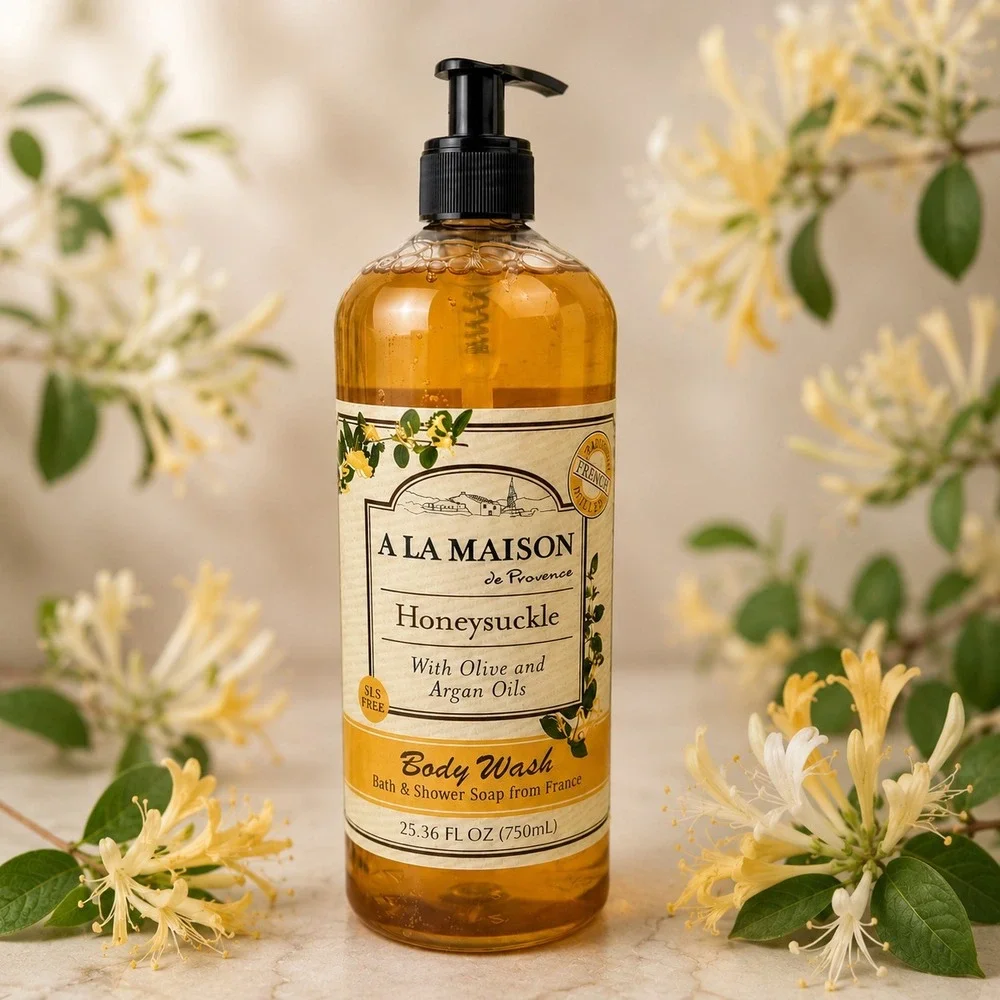 A La Maison Honeysuckle Body Wash Argan Olive Oils 25.36oz France